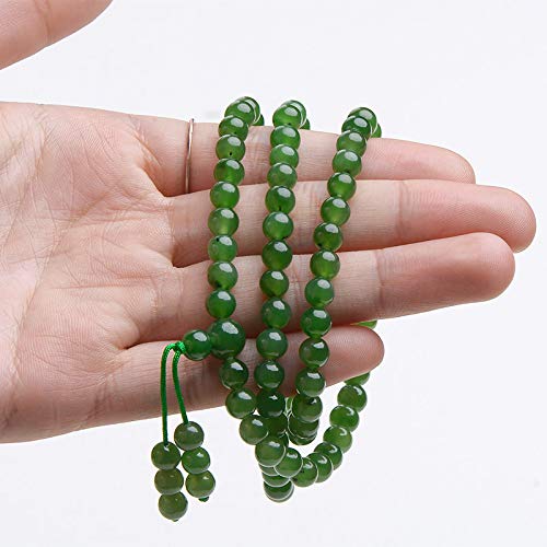 Bracelet vert en véritable jade de Hetian du Xinjiang perles 6mm de qualité supérieure - 2