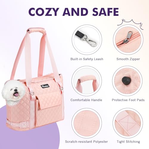 Pawaboo Hundetasche Tragetasche für Kleine Hunde mit Tasche, Leichte Hunde und Welpen Tragetasche Träger, Hundetransporter Weich Seiten für Welpe Katze Kaninchen, Welpentragetasche unter 11 LBS, Rosa