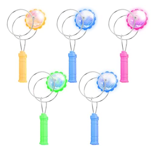 5pcs Retro Magic Gyro Wheel Magnetic Toys, Light Up Magnetic Gyroscope Toy with LED Lights, Stress Relief & Fun for Kids & Adults - Cool Desk Toy,...
