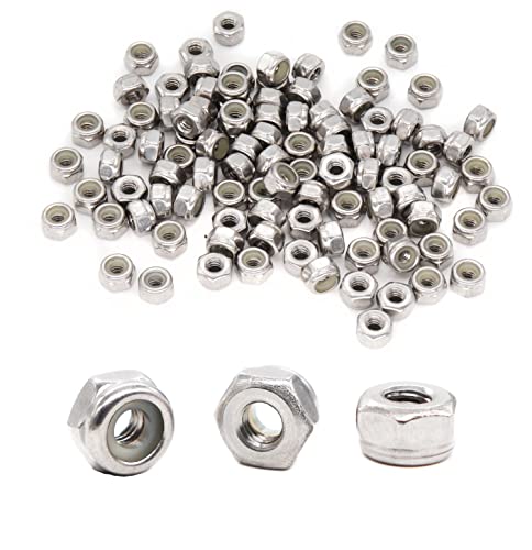 cSeao 120 Stück 10-24 Nylock-Muttern, Nylon, eingefügt, selbstsichernde Muttern, 304 Edelstahl, 18-8, einfache Ausführung Cover