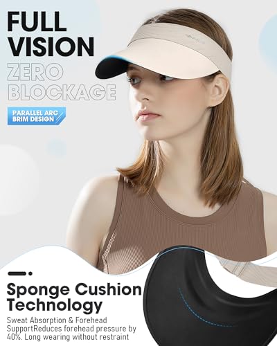 Image of YANIKY Sun Visor Hat for Women,UPF50+ Seamless Sun Hats Men Women Lightweight Sports Cap Stretchy Ponytail Hat for Outdoor