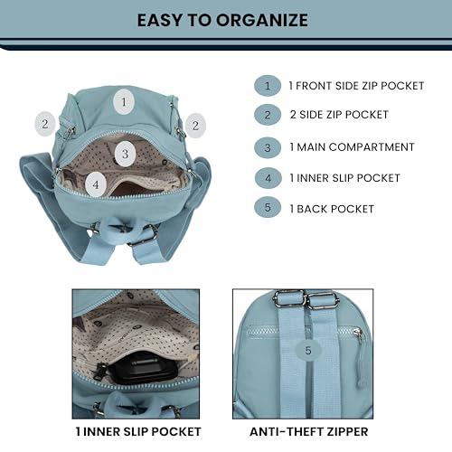 Image of TS WITH TECHSUN Women's Small Mini Backpack Purse | Water-Resistant Compact Bag for Travel, Casual Outings | Fits Only Essentials (L) 20 X (W) 14 X (H) 24 CM