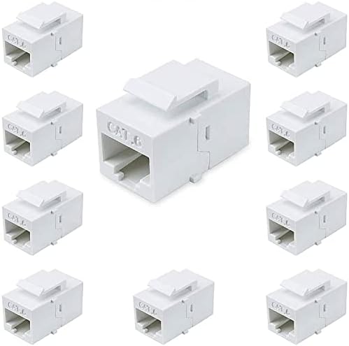 VICTEK Female to Female Cat6 Keystone RJ45 Couplers, 10 Pack, White, Tablet