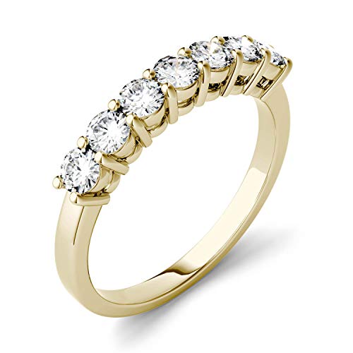 Charles & Colvard 14K Yellow Gold Moissanite 3mm Round Wedding Band, 0.70cttw DEW2