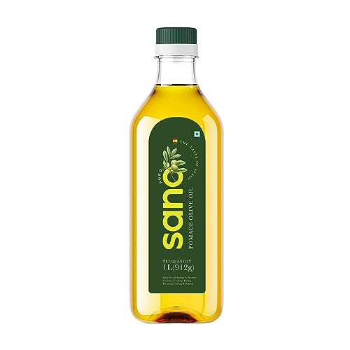 Image of SANO Pomace Olive Oil 1L Pet Bottle - Ideal for Frying, Roasting & Sauteing - Rich Flavour & High Smoke Point - Versatile Cooking Oil for Indian Cuisine (1L) (Pack of 2)