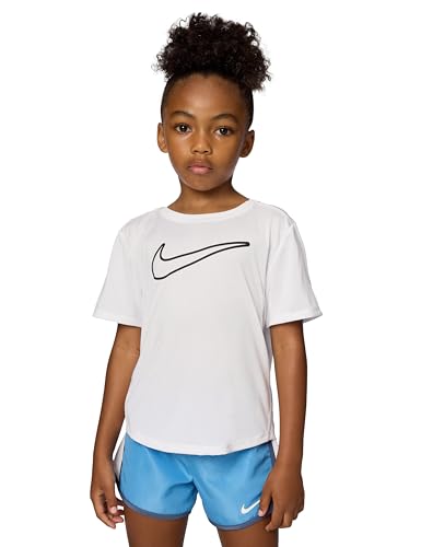 Nike Girls' Little Kids One Dri-Fit Short-Sleeve Top, White/Black