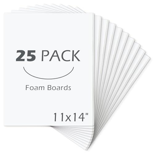 Mat Board Center, Pack of 25 Foam Boards (White Color, 11x14 1/8