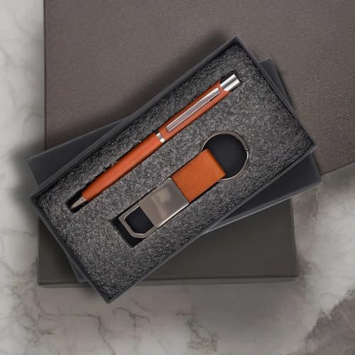 Image of Personalized 2-in-1 Gift Set Pen and Keychain | For Corporate, Brother, Sister Office Gifting (Tan)