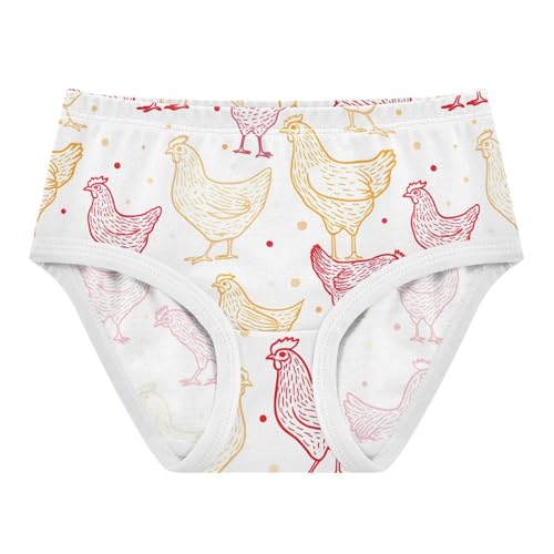 Joisal Fancy Toddler Girls Underwear 2t Cotton Girl Panties Cute Cartoon Chickens White Briefs Undies Kids