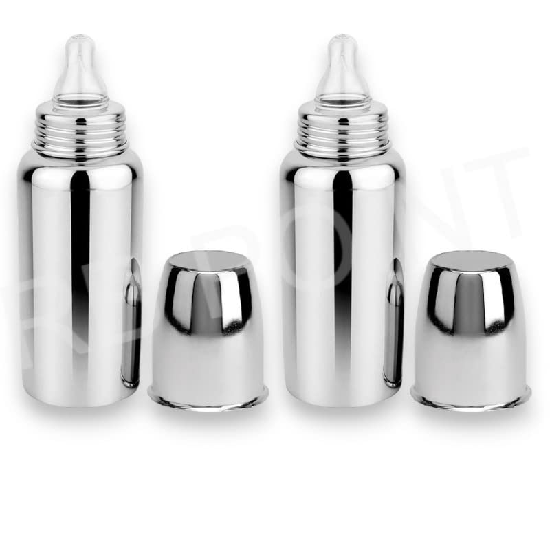 Pack of 2 Pure Stainless Steel Feeding Bottle Anti-Corrosion (240 ml) and Spout Sipper New Born Baby/Toddlers/Infants for Drinks//Milk/Water
