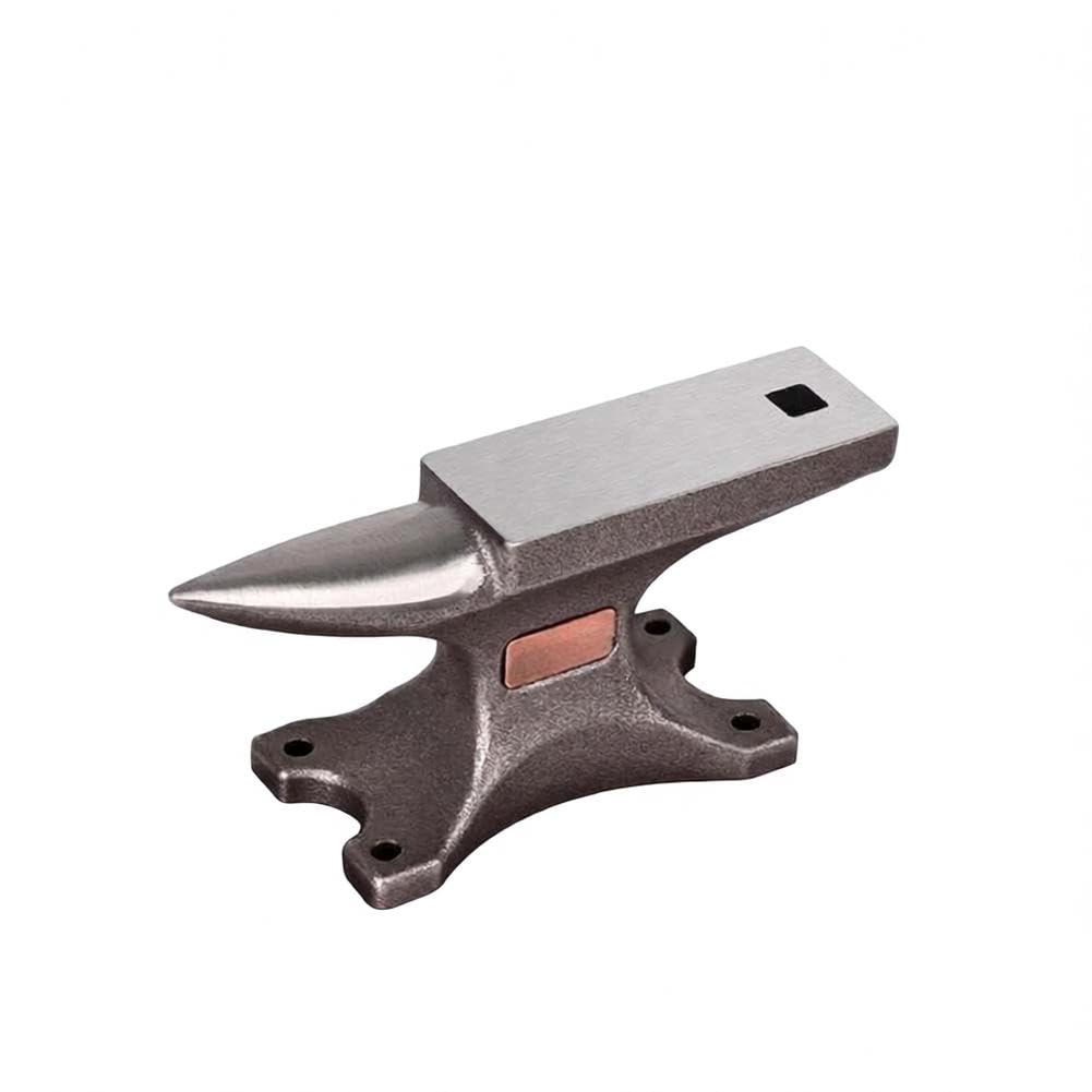 Kleiner Amboss aus Stahl mit Holzfuß 12,9cm(Chopping block) | Hochkohlenstoff-Stahl, Ahornholz Basis, stoßdämpfend, 12,9x9,4x6,4cm, stabil