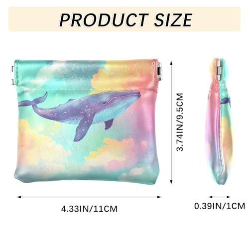 Whale Floating in The Sky Coin Purse Leather Pouch Change Purse, Squeeze Coin Pouch for Cards, Keys & Lipsticks, Unisex3