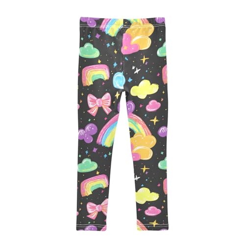 Rainbow Bows Cute Girls Leggings Ultra Soft Compression Yoga Gym Pants for Kids 4-10T2