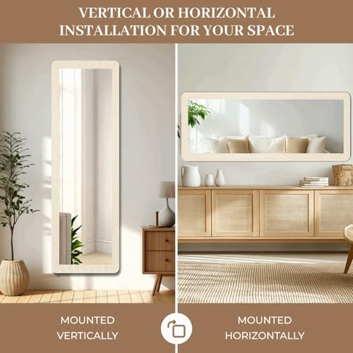 Image of Creative Arts n Frames 15x51 inch Highland Pine Finish Long MDF Wood Wall Hanging Mount HD Mirror Home Decor Items Living Room Bathroom Bedroom Hotel Office (Highland Pine Finish Color HD Mirror)
