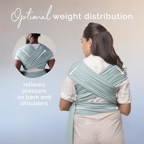 Image of Boba Baby Wrap Carrier - Original Baby Sling Carrier for Newborns (7-35 lbs), Soft, Secure, Hands-Free & Ergonomic, Ideal for Comfortable Bonding, New Parents (Serenity Sea Mist)