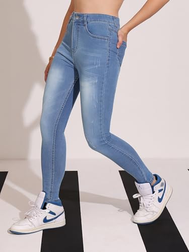 Image of Dolce Crudo Women's Skinny Fit High Rise Cropped Length Stretchable Denim Jeans