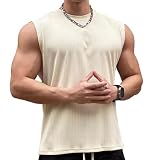 [Manatsulife] タンクトップ ノースリーブ メンズ 吸汗速乾 薄手 肌着 ストレッチ 通気 筋トレ 夏 BXT3 (XL, ベージュ)