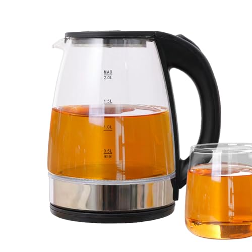jlceh Bollitore elettrico rapido e silenzioso, bollitore per l'acqua in vetro | Bollitore silenzioso per acqua ebollizione rapida da 2 litri | Bollitori elettrici con spegnimento automatico sicuri