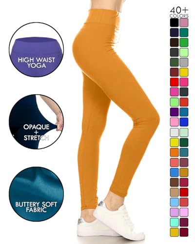 Image of Leggings Depot High Waisted Leggings for Women Buttery Smooth & Soft Women's Solid Yoga - Reg, Plus, 1X3X, 3X5X