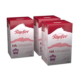 Töpfer Hydrolysierte Anfangsnahrung Pre - 3 x 600g Milchpulver - Babynahrung zum Zufüttern - Mit aufgespaltenem Eiweiß