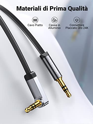 UGREEN Cavo Aux 90 Gradi Piatto, Cavo Jack 3,5mm