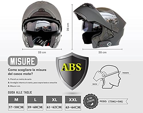 Casques de moto Bluetooth modulaires avec double visière et micro automatique en taille M - 6