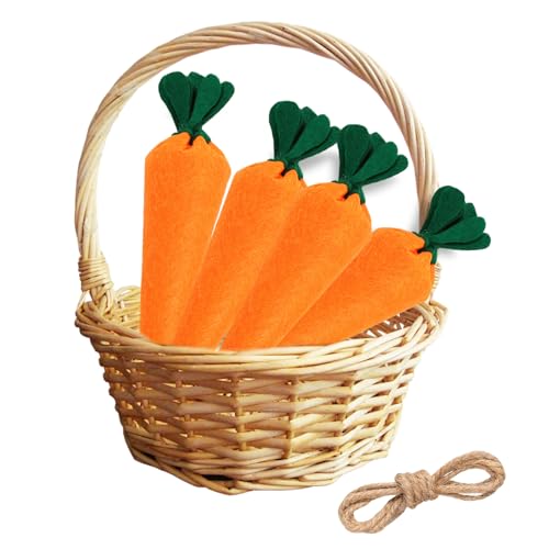 DIELOVEHUA 4 Piezas Zanahorias de Pascua, Artificiales Realistas de Zanahorias, Decoración de Zanahoria de Fieltro, Decoración de Pascua, para Fiesta, Fotografía, Decoración de Vajilla