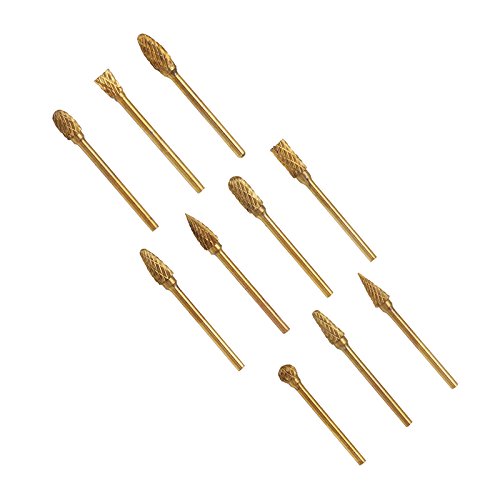 10 brocas de carburo de tungsteno con revestimiento de titanio, 1/8 pulgadas