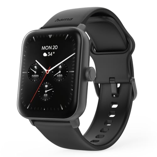 Hama Smartwatch (Farbdisplay 1,65“, Telefonfunktion, GPS, wasserdicht, WhatsApp, Email, Sprachassistent, Schlaftracker, 100 Sportmodi +...