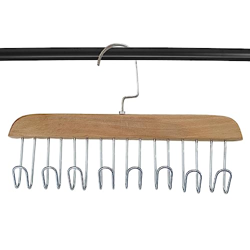 Zankie 1/2pièces Porte-Manteau avec Plusieurs Crochets-8 Crochets Ceinture en Bois Crochet Ceinture Rotatif À 360 °Cintre À Cravate Cintre Multi-Crochet Antidérapant pour Accessoires Foulards