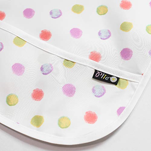 Waterproof Short Sleeve Baby Bibs for Girl or Boy, Toddler 6-24 Months, Essential Must Have for Eating, Feeding - Multi Dot2