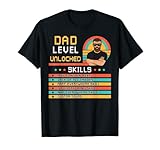 Habilidades desbloqueadas a nivel de papá: día del padre vintage, gafas de sol con brazos cruzados, papá, papá, familia, juego