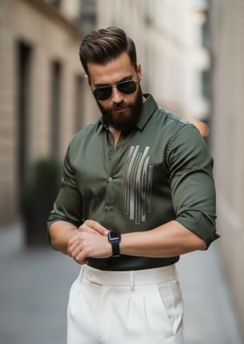 Image of IndoPrimo Men's Stylish Satin Shirt for Party and Casual Wear - Exclusive Designer Full Sleeve Shirt for Men - Pilar