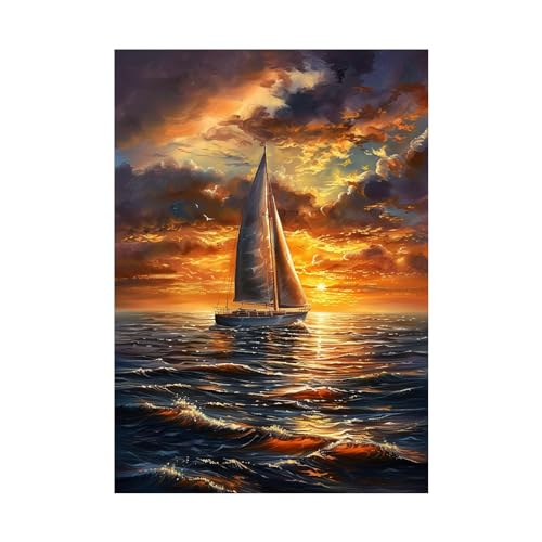 Impression sur toile grand format 60x80cm voilier sans cadre pour déco épurée