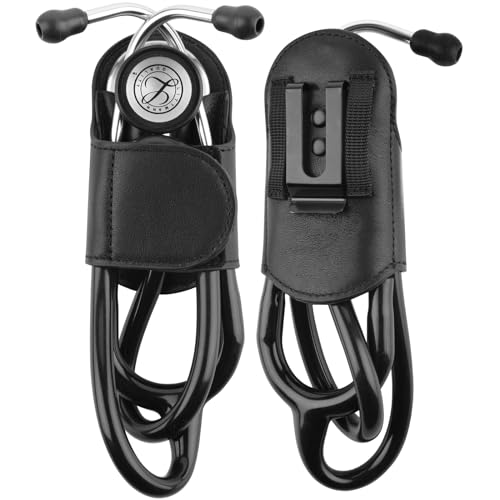Beautyflier Soft Leather Stethoscope Holder with Clip for All Models: Littmann, ADC, MDF, Adscope, Stethoscope Holder Carrier Perfect for Physicians, Nurses, EMT