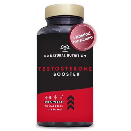 Maca, Zinc y Testosterona Hombre | Pre entreno, Potenciador Sexual Masculino con Ginseng, Tribulus Terrestris, Fenogreco, Rendimiento Muscular. 90 Cápsulas vegetales, Vegano.CE.N2 Natural Nutrition