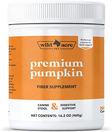 Wild Acre Pumpkin Powder for Dogs - No More Diarrhea or Scoots! - Digestive Puree Treat or Food Topper - Fiber Supplement for Dogs with Prebiotics, 16oz