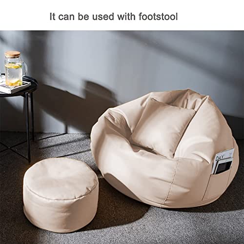 Image of Bean Bag Cover 4XL Without Beans with Footrest and Cushion Lounge Chair Luxury Bean Bag Cover with Footrest Without Beans 4XL (Cream)