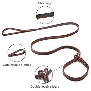 Real-Leather-Slip-Lead-Dog-Leash-Soft-Adjustable-Pet-Slip-Leads-with-Slider-Heavy-Duty-Flat-Dog-Training-Leash-for-Medium-and-Large-Dogs-6ft-Long-by-07-Inch-Wide-Brown - Cucciolini Doodles   Real-Leather-Slip-Lead-Dog-Leash-Soft-Adjustable-Pet-Slip-Leads-with-Slider-Heavy-Duty-Flat-Dog-Training-Leash-for-Medium-and-Large-Dogs-6ft-Long-by-07-Inch-Wide-Brown