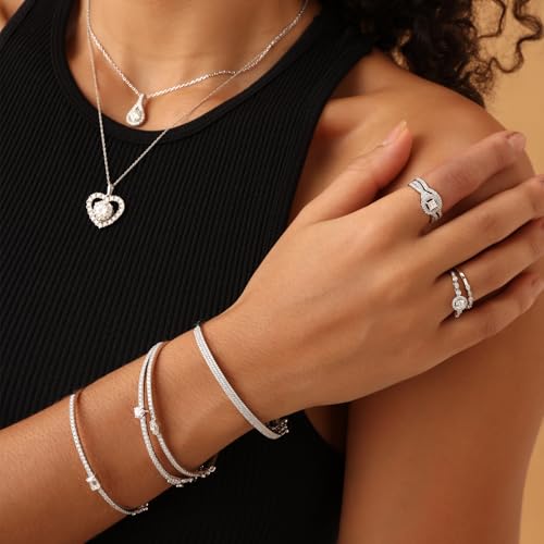 1 1/3 To 1 2/3 CT Marquise & Round Cut Lab Created Moissanite Diamond Tennis Bangl Bracelet For Women In 14K Gold Over Sterling Silver Size-6 to 9 Inch,(VVS1 Clarity,1.30 To 1.65 CT)4