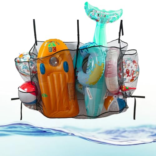 Pool-Float-Storage-BagAdjustable-Pool-Toys-Organizer-Hanging-Mesh-Bag-with-3-Side-Pockets-for-RaftsBallsFloatsInflatable-ToysExtra-Large-Pool-Toy-Storage-Net-Bag-PouchSwimming-Pool-Accessories Pool Float Storage BagAdjustable Pool Toys Organizer Hanging Mesh Bag with 3 Side Pockets for RaftsBallsFloatsInflatable ToysExtra Large Pool Toy Storage Net Bag PouchSwimming Pool Accessories