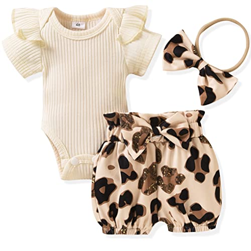Image of Aalizzwell Baby Girls Ribbed Bodysuit Bloomer Shorts Outfits Summer Clothes