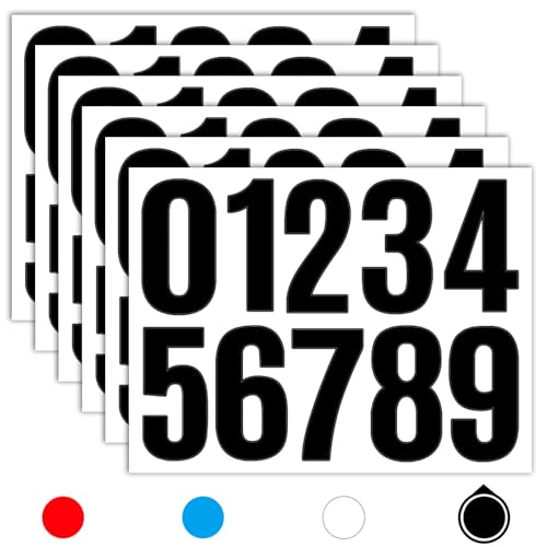 Seloom 6 Sheets 4 Inch Vinyl Mailbox Numbers Stickers Self Adhesive,Waterproof Large Address Number Decals Stickers for Outside Mailbox,Signs,Window,Door,Cars,Trucks,House,Business(Black)