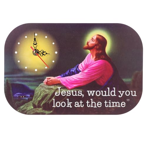 VOSAREA Jesus Wall Clock - Jesus Would You Look at The Time Funny Clock Novelty Prayer Decorative Wall Watch Non Ticking Silent s Ornament