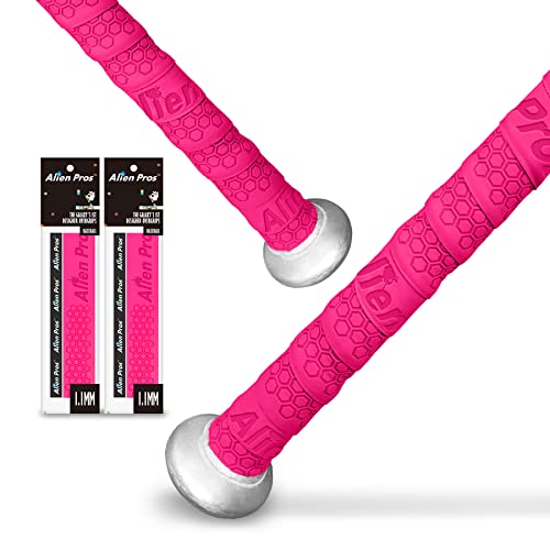 Alien Pros Bat Grip Tape for Baseball (2 Grips) – 1.1 mm Precut and Pro Feel Bat Tape – Replacement for Old Baseball bat Grip – Wrap Your Bat for an Epic Home Run (2 Grips, Pink)