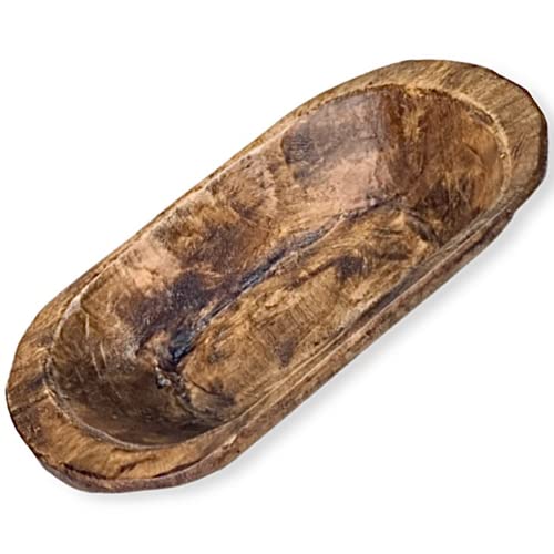 Vintage Small Wooden Dough Bowl-9inch Home & Office Decor Distressed Hand Carved, Antique Look, Farmhouse--, Friends, Family. Add Your Own Flair to Give it Personal Touch Brown 6inch x 9inch 2inch