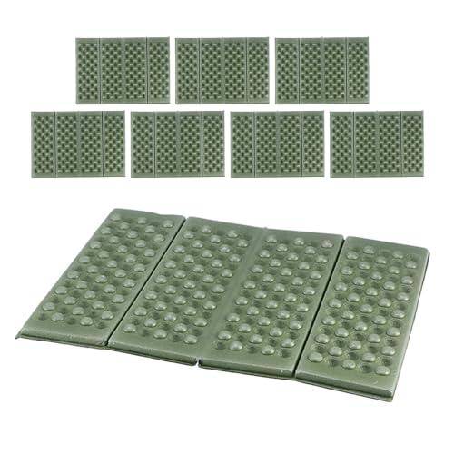 GANAZONO Juego de 8 Cojines Plegables para Asiento Impermeables y Acolchados Esterilla de Espuma Gruesa para Picnic y Camping Tapete Portátil Antimoho Color Verde Militar para Exteriores