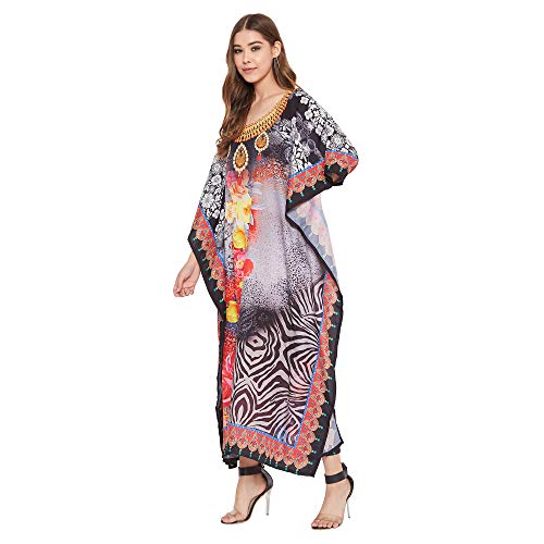 Image of Oussum Women Polyester Casual Long Plus Size Beach Caftan Cover Up Maxi Dress 1X-3X Summer Kaftan Dresses for Women
