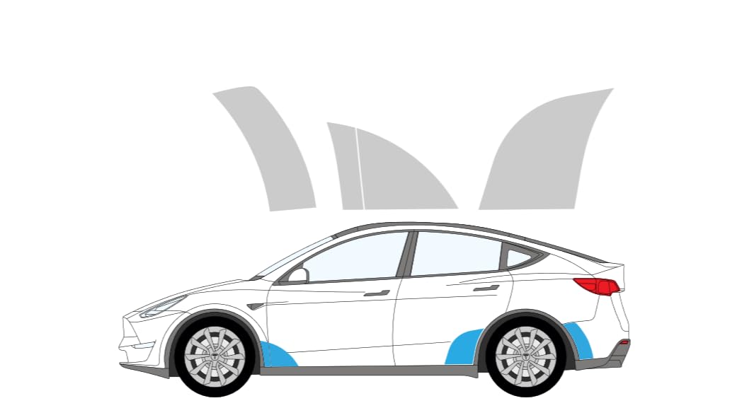 Zestaw folii ochronnej PPF z łukiem tylnego łuku kamiennego - pasuje do zestawu Tesla Model Y 2020-2024