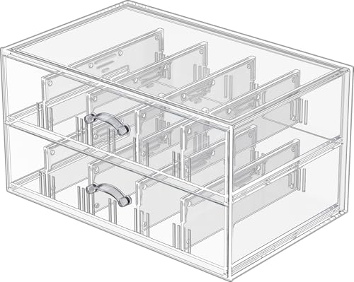 Lolalet 引き出し付きクリアサングラスオーガナイザー、眼鏡アイウェアディスプレイケース収納ボックス、取り外し可能な仕切り付き、複数ペア収納可能